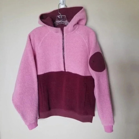 Outdoor Voices Pink Wool  Blend MegaFleece Half-Zip Hoodie S - Picture 12 of 12